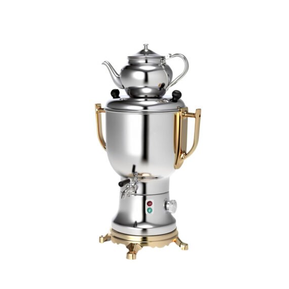 Electric Samovar Tea Maker 4L 1800W Stainless Steel With Gold Accents - SC-020